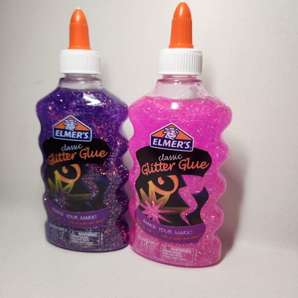 New 2x Elmer's Liquid Glitter Glue pink purple school supplies Slime arts crafts - Picture 3 of 6